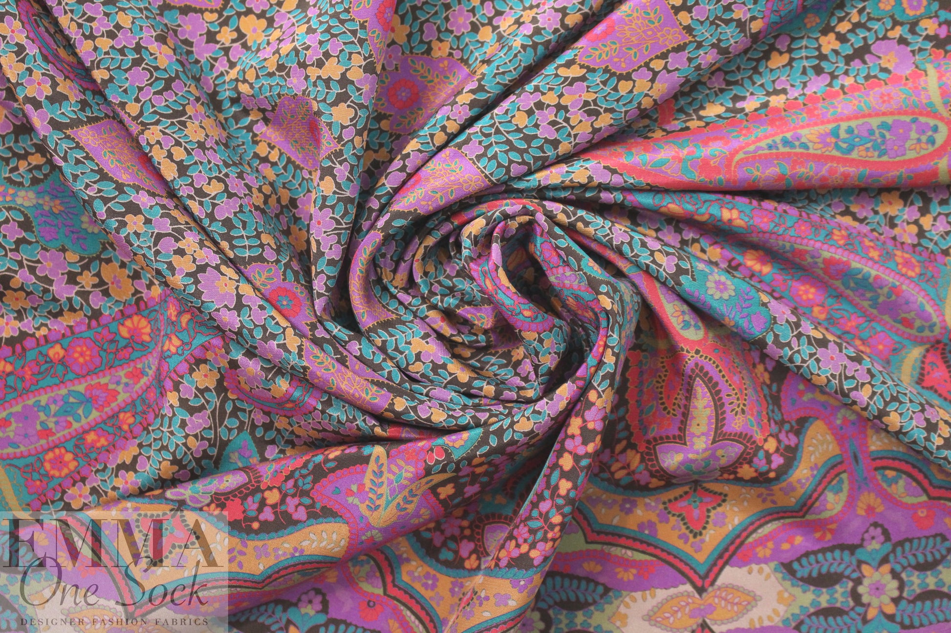 famous designer panel silk CDC - choc/violet