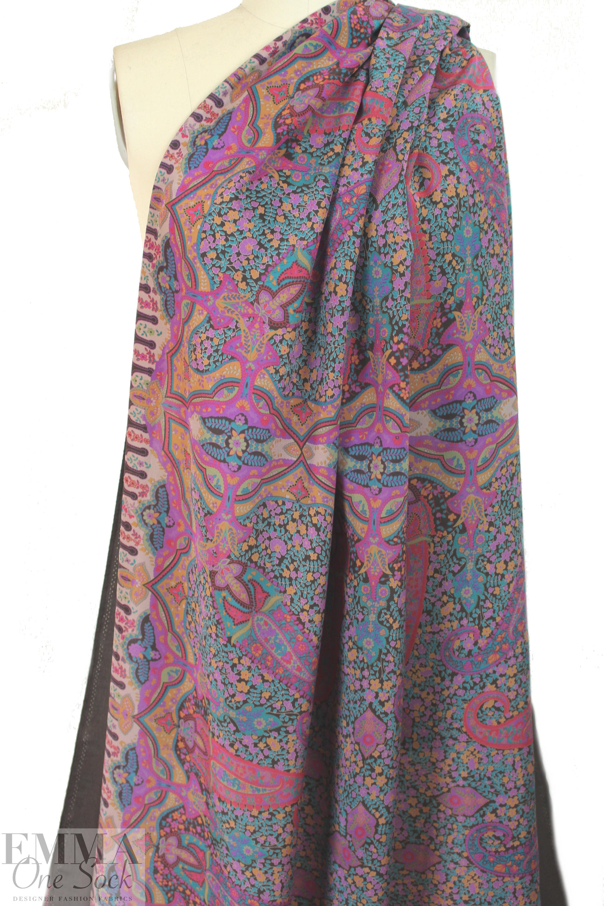 famous designer panel silk CDC - choc/violet