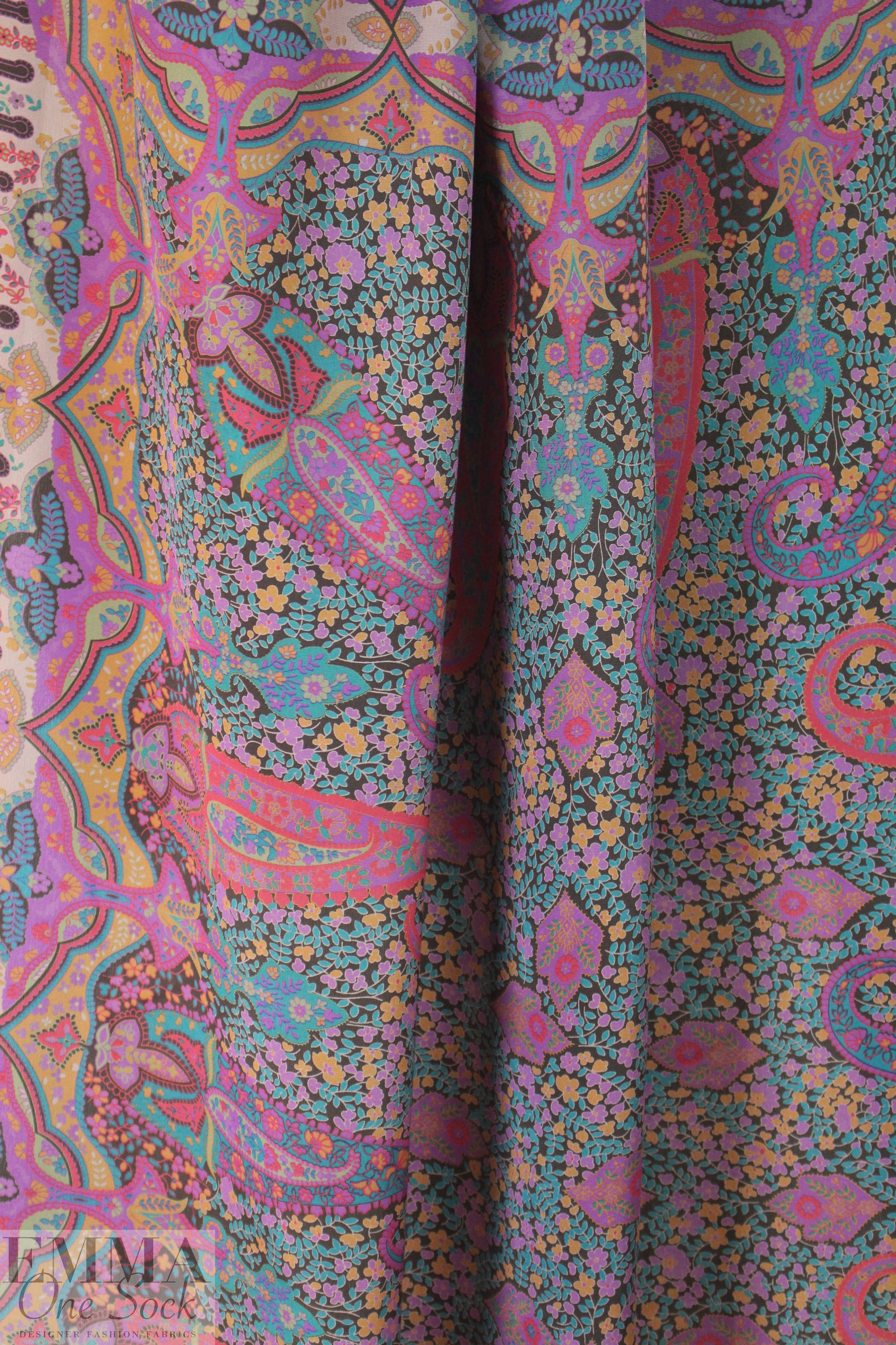 famous designer panel silk CDC - choc/violet .875 yds