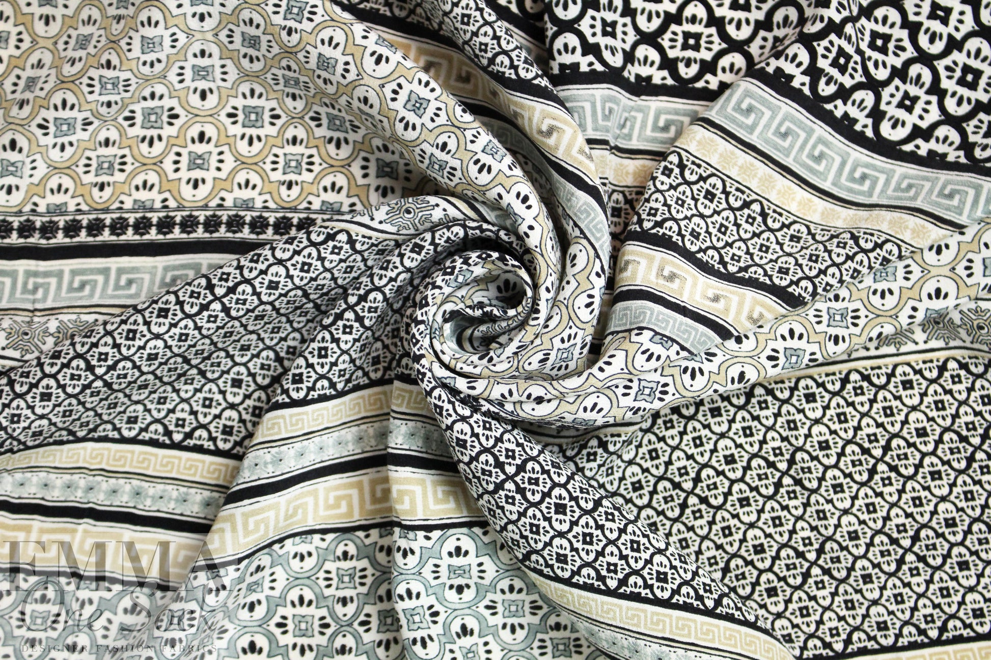 NY designer silk blouseweight - Morocco tile graphic