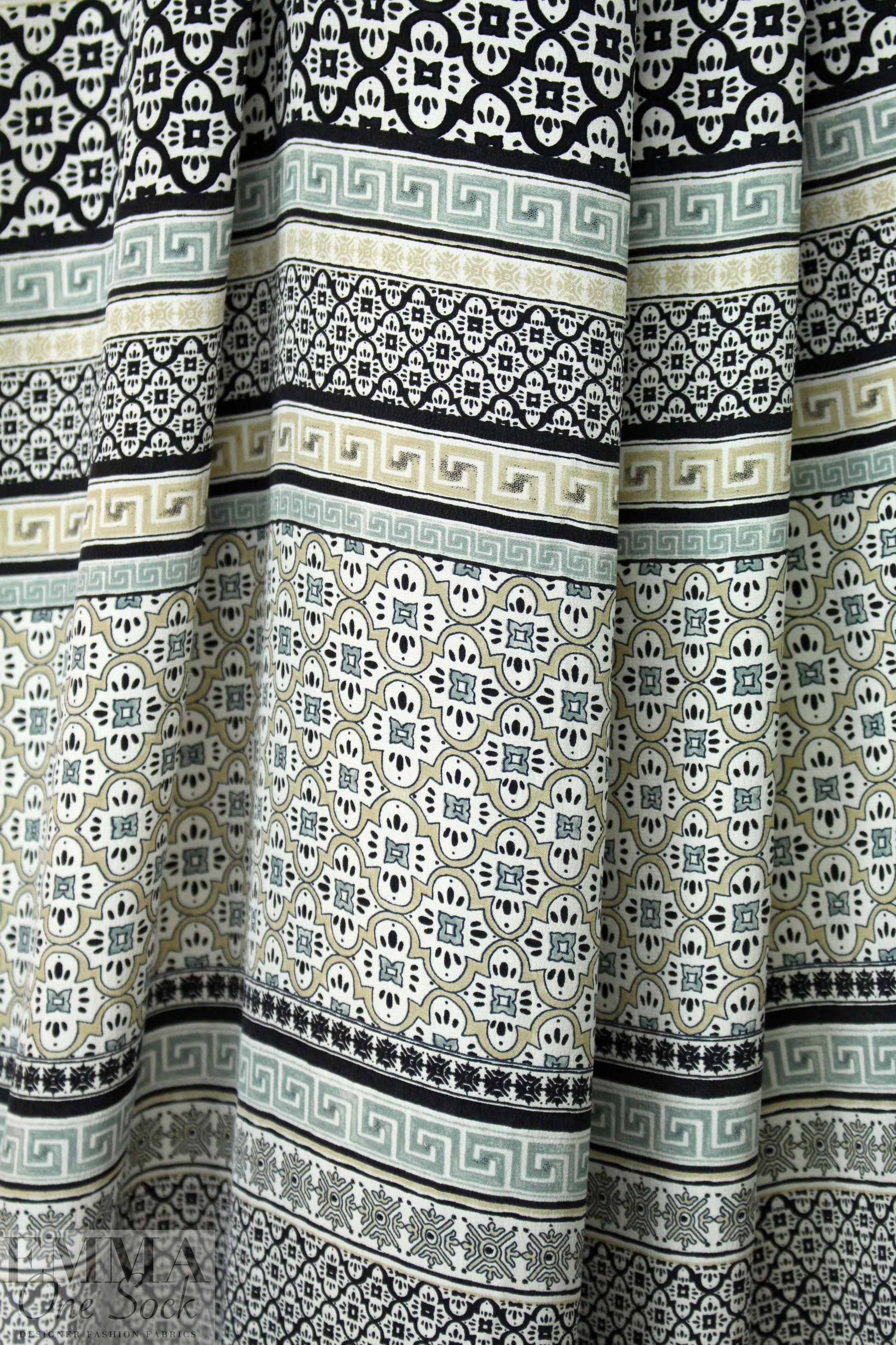 NY designer silk blouseweight - Morocco tile graphic