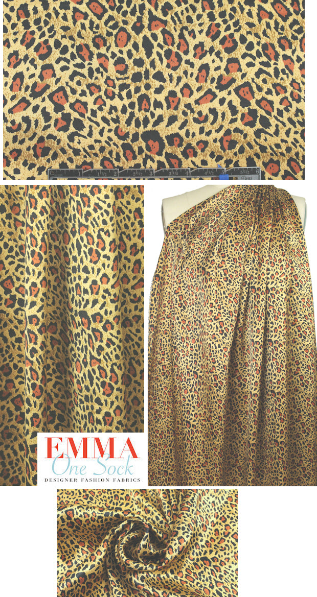 gold/cinnamon stylized animal print silk charmeuse