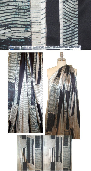 Italian 'urban edge' abstract silk charmeuse