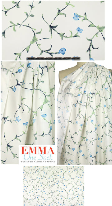 Italian spring blossom design silk charmeuse