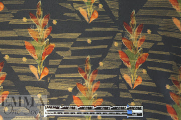 Italian viscose/silk - leaf motif with antique gold