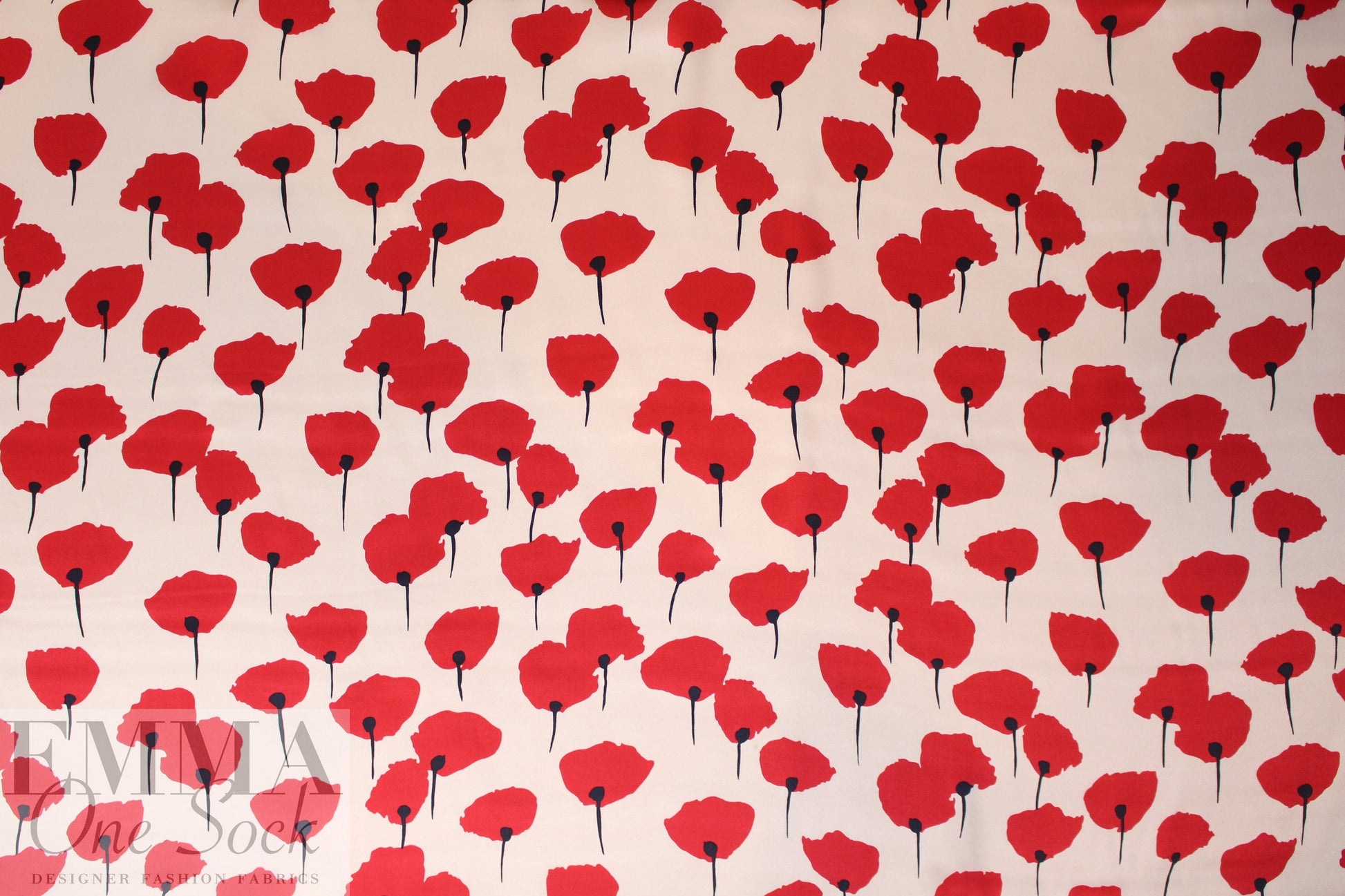 Italian stylized poppies silk charmeuse