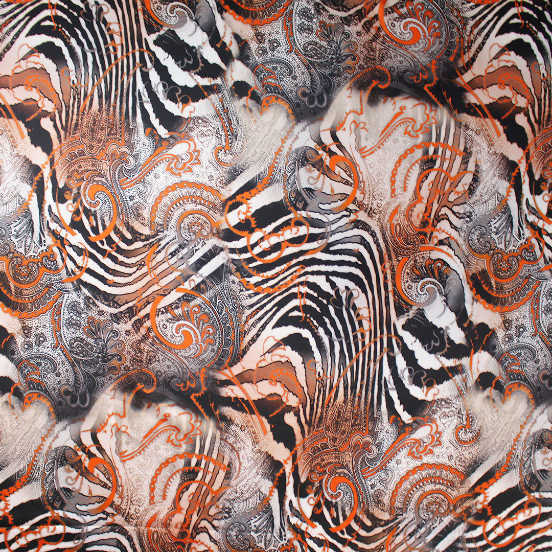 Italian 'paisley zebra' silk stretch charmeuse 1 yard