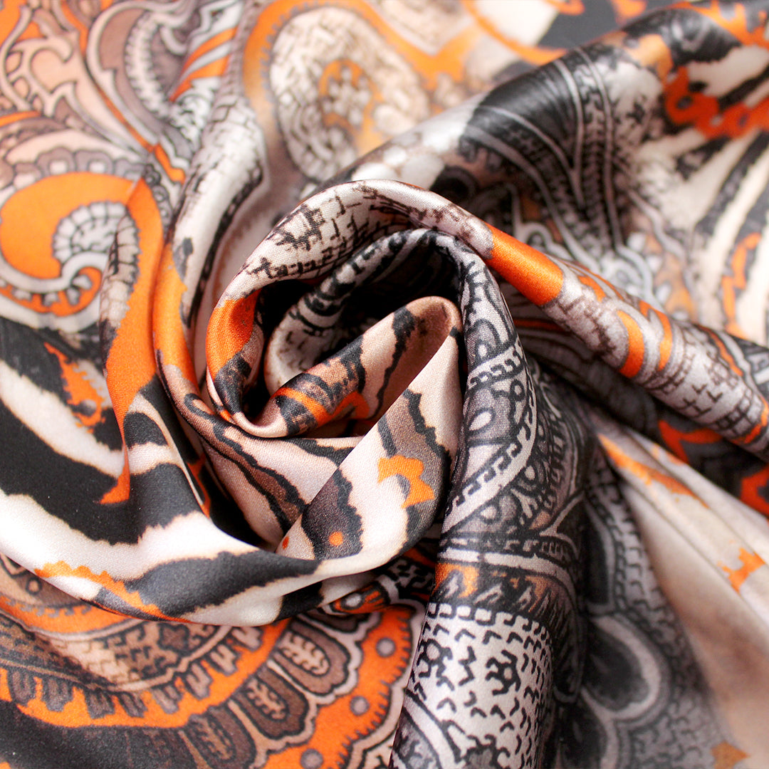 Italian 'paisley zebra' silk stretch charmeuse 1 yard