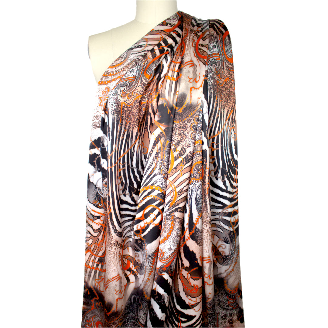 Italian 'paisley zebra' silk stretch charmeuse 1 yard