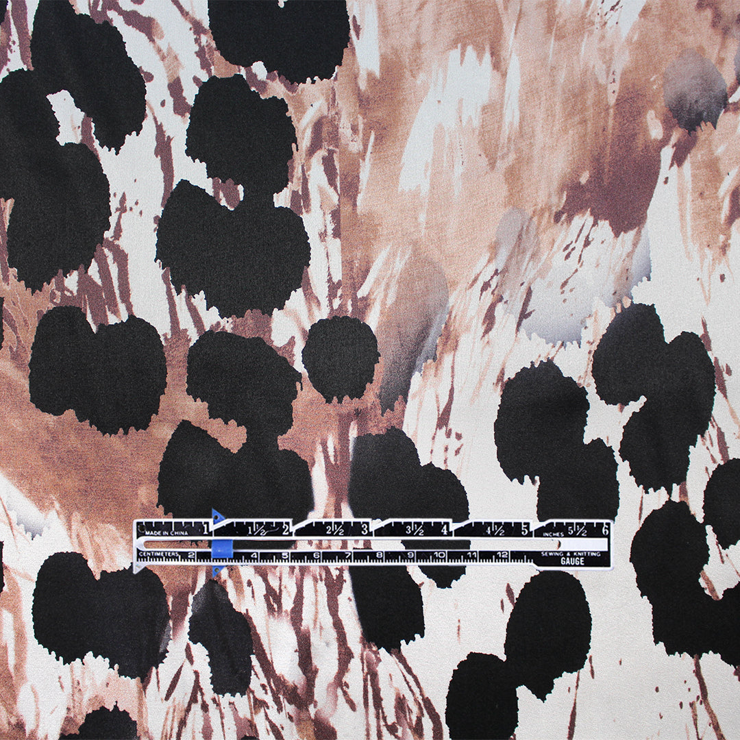 Italian 'ink-brush leopard' silk stretch charmeuse