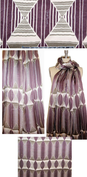 Cavalli mulberry/loden signed graphic silk charmeuse 1.625 yd