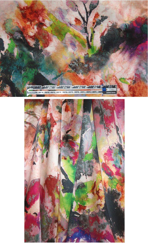 watercolor abstract floral design silk satin