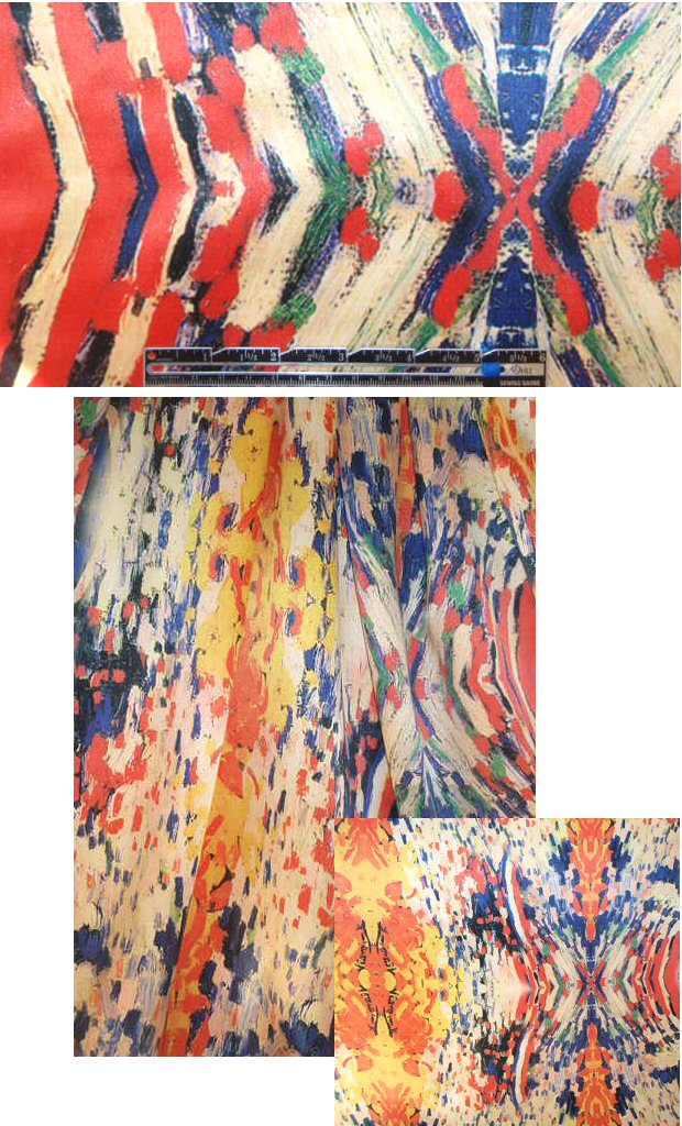 rorschach fantasy design abstract silk satin 1.5 yd