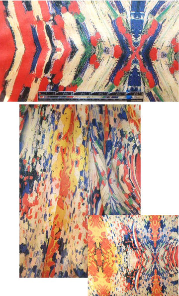 rorschach fantasy design abstract silk satin 1.5 yd