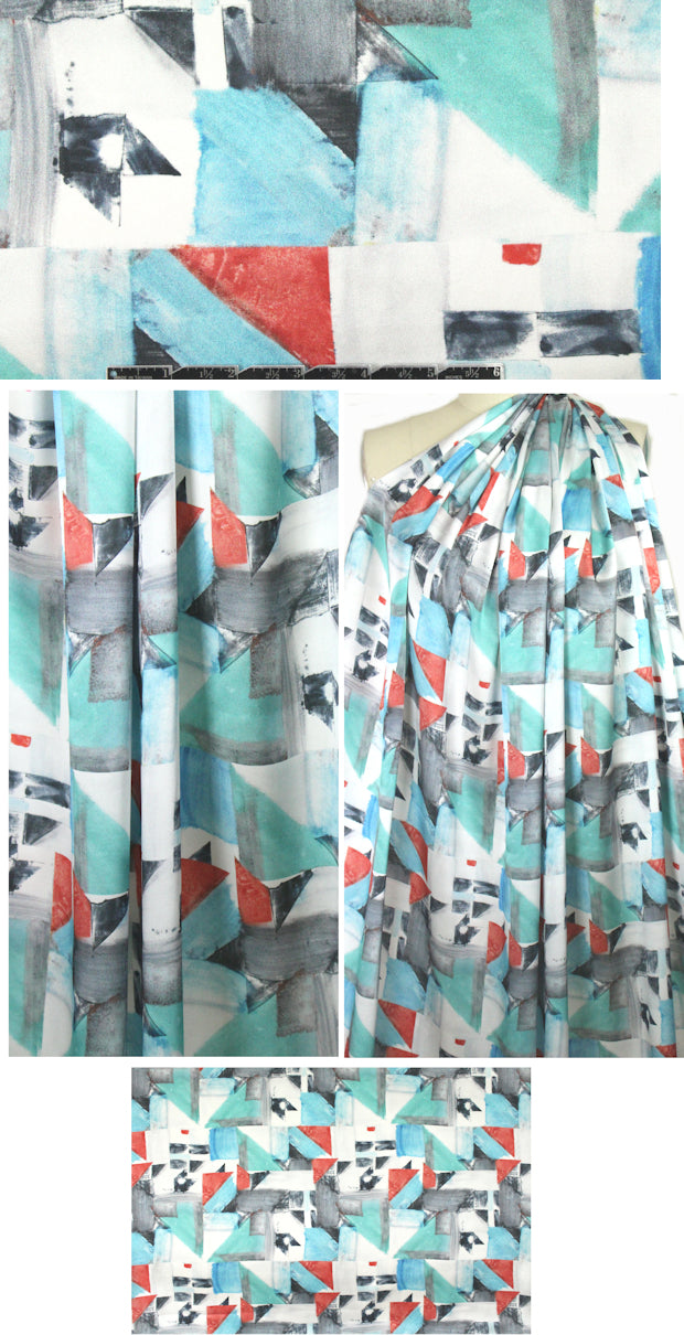 cubist abstract design silk charmeuse
