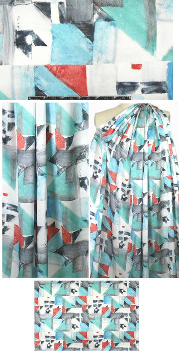 cubist abstract design silk charmeuse
