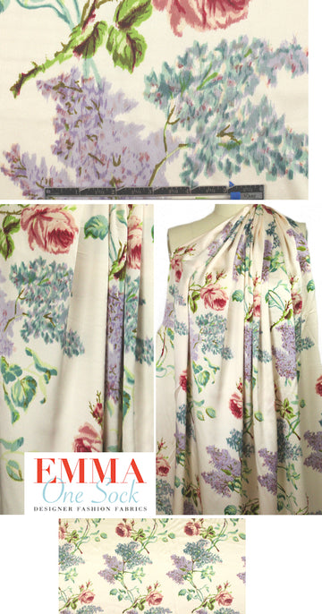 NY designer vintage-style floral silk charmeuse