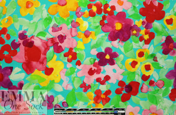 Italian silk charmeuse - painted flora