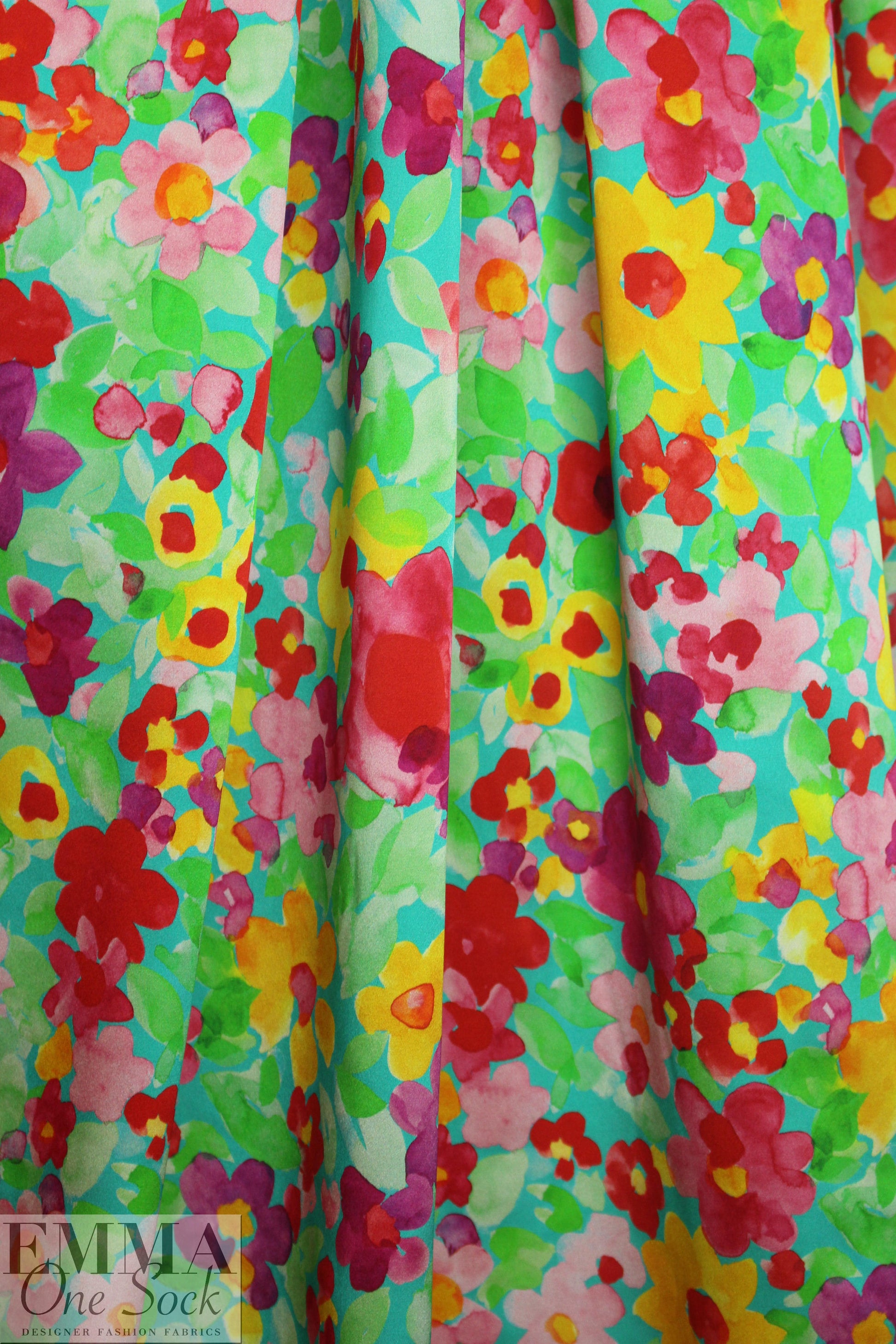 Italian silk charmeuse - painted flora