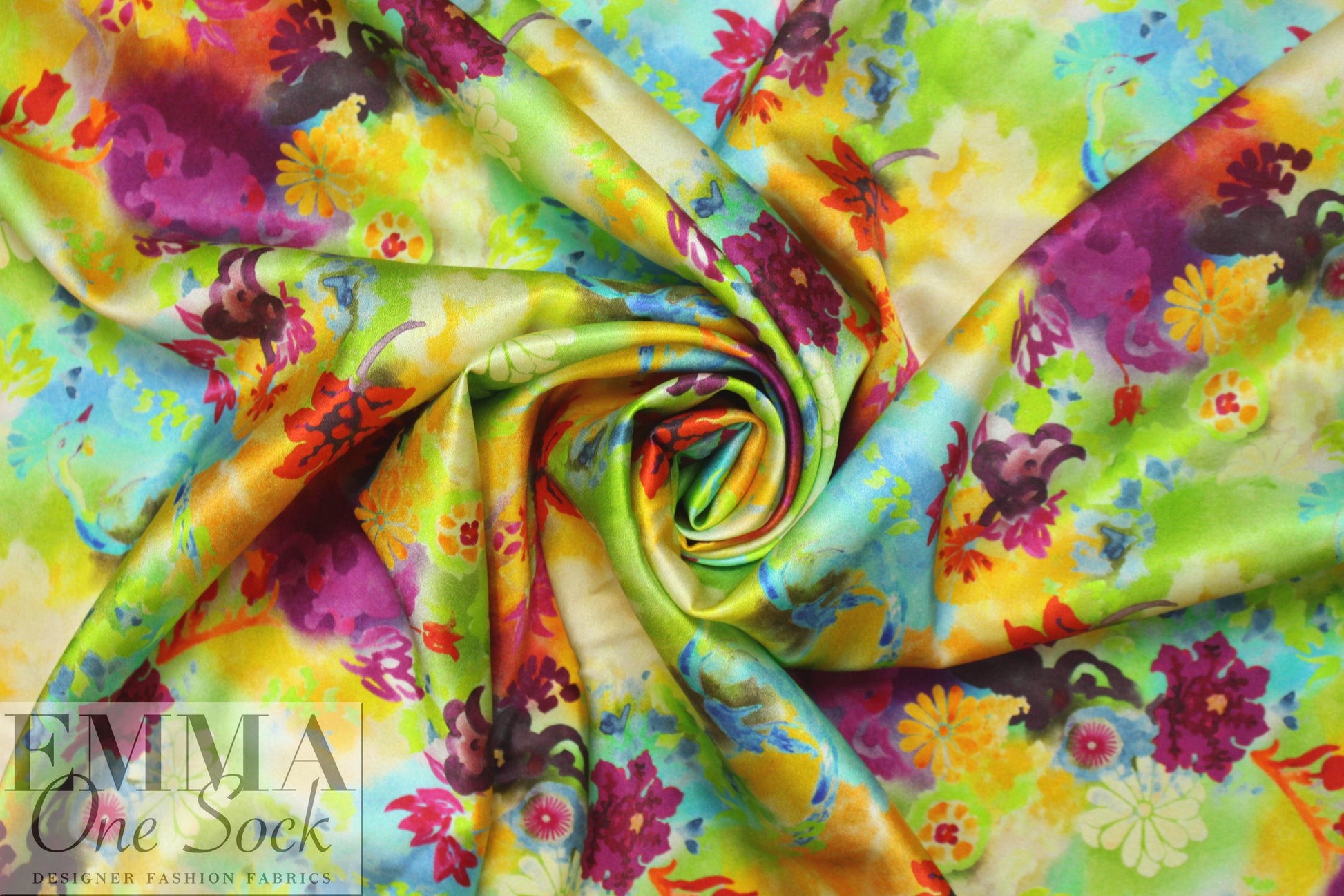 Italian silk charmeuse - flowery dream 1.5 yd