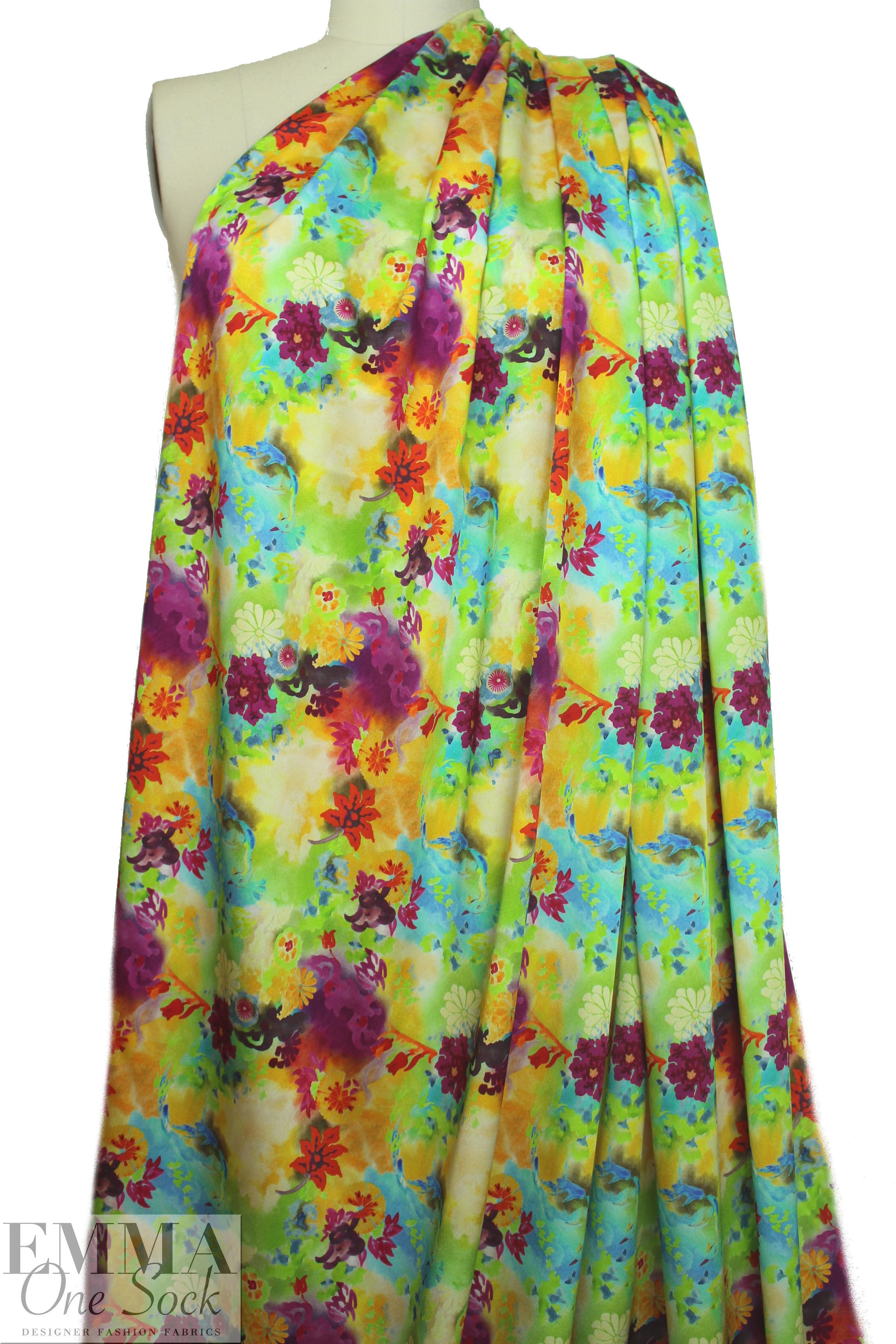 Italian silk charmeuse - flowery dream