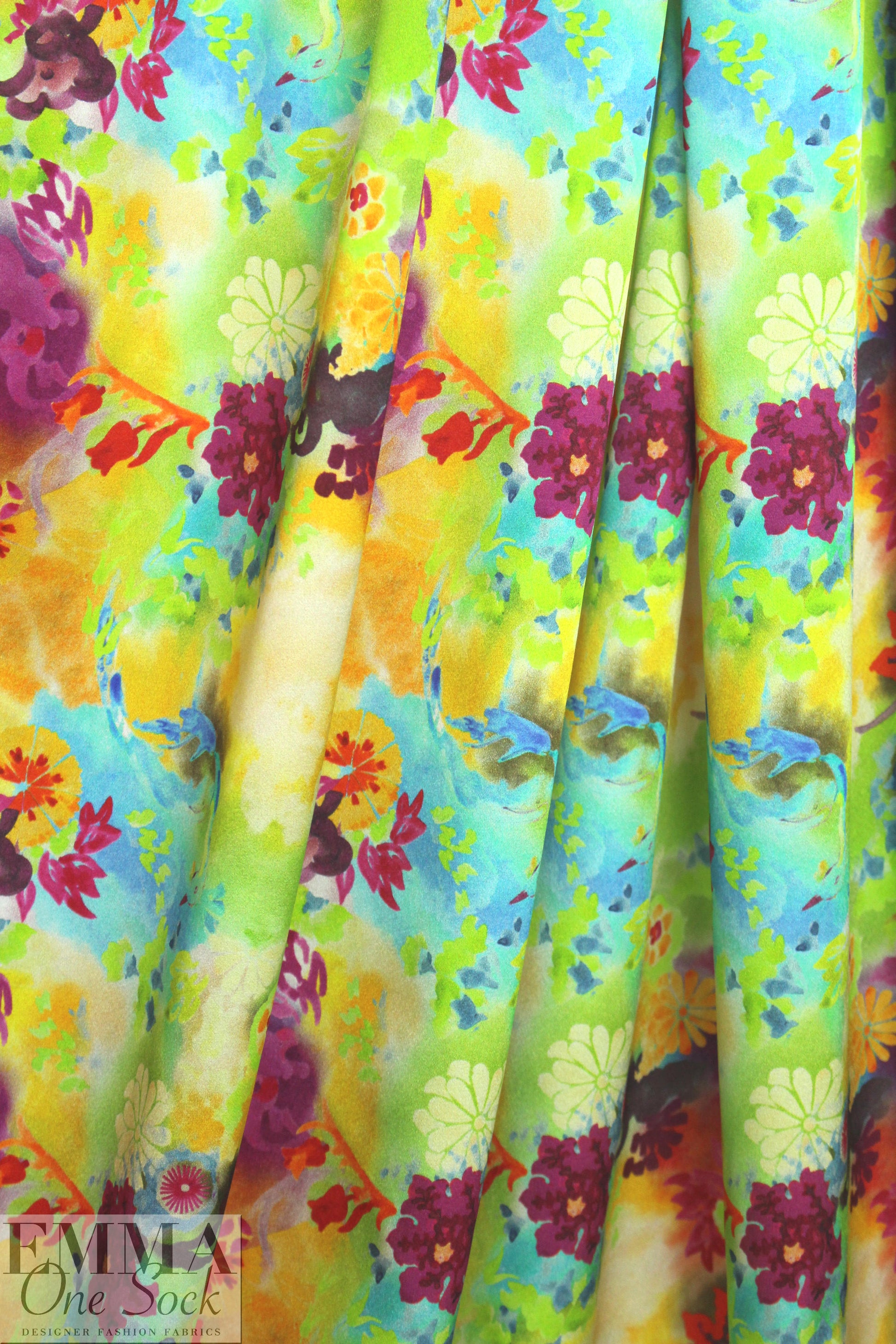 Italian silk charmeuse - flowery dream