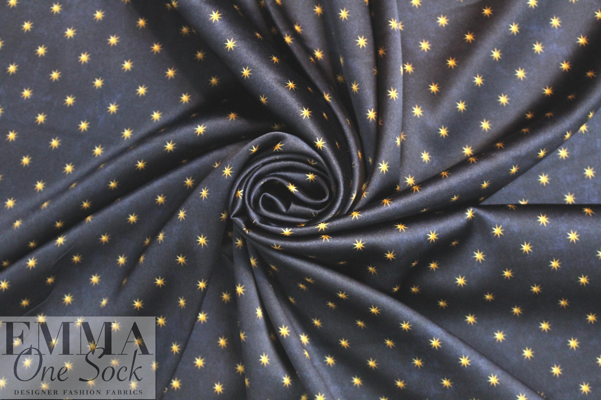 Caroline C0nstas starry stretch silk charmeuse - navy 1.125 yds