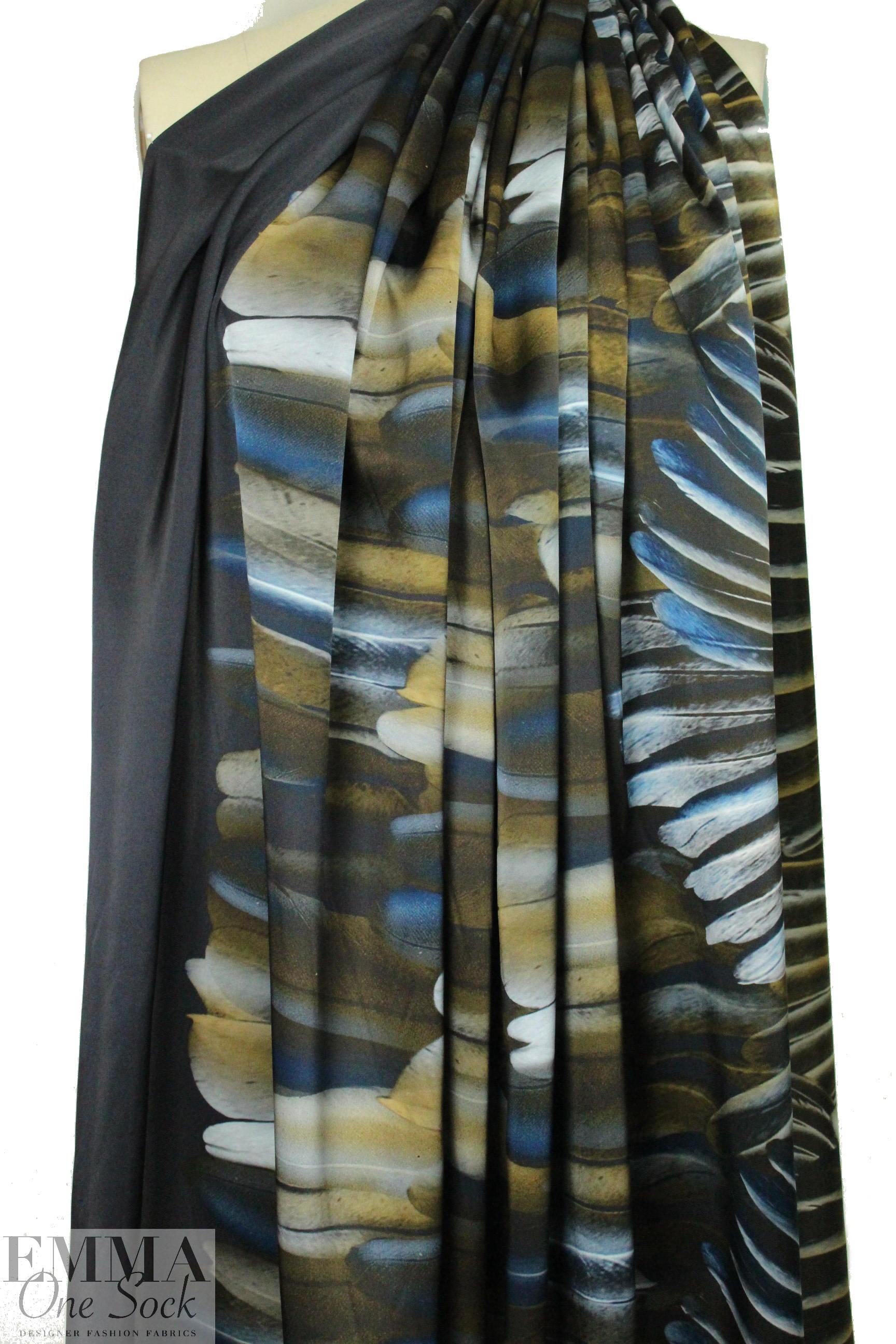 Carmen Marc Va1vo feather fantasy silk charmeuse