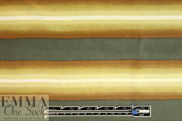 CA designer loden/shades of gold stripe silk charmeuse