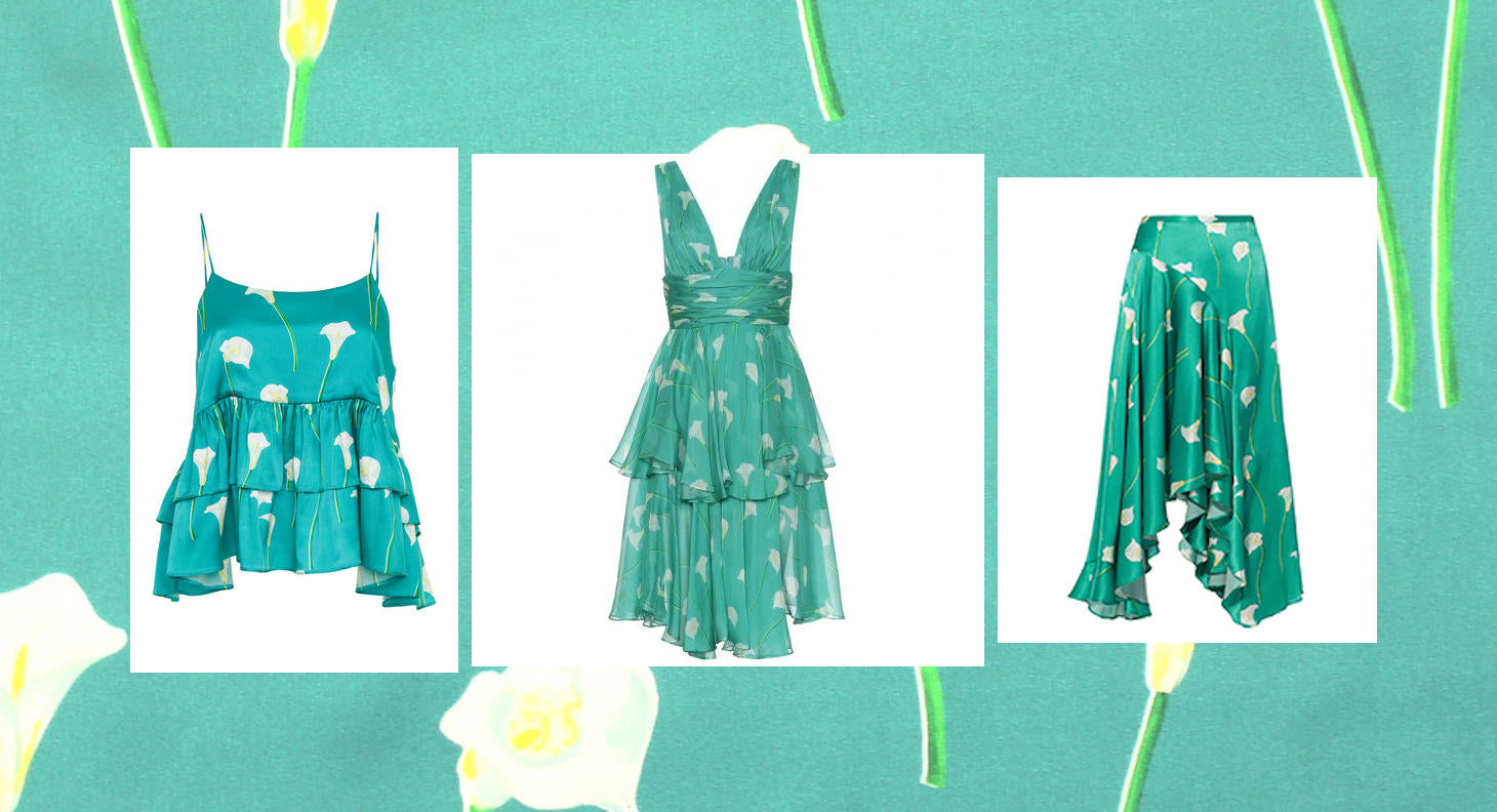 Car0line C0nstas stretch silk charmeuse - cala lilies
