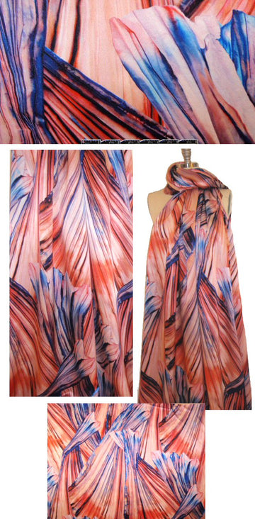 Italian flower-inspired abstract silk charmeuse