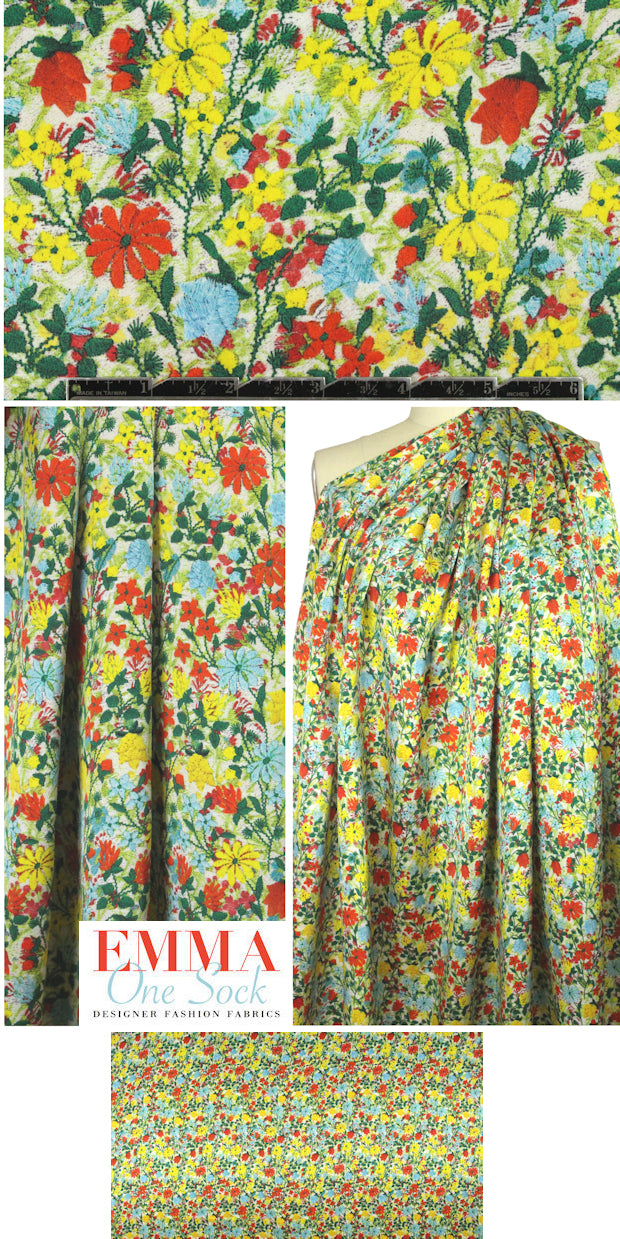 Italian 'garden delights' silk charmeuse 1.75 yds