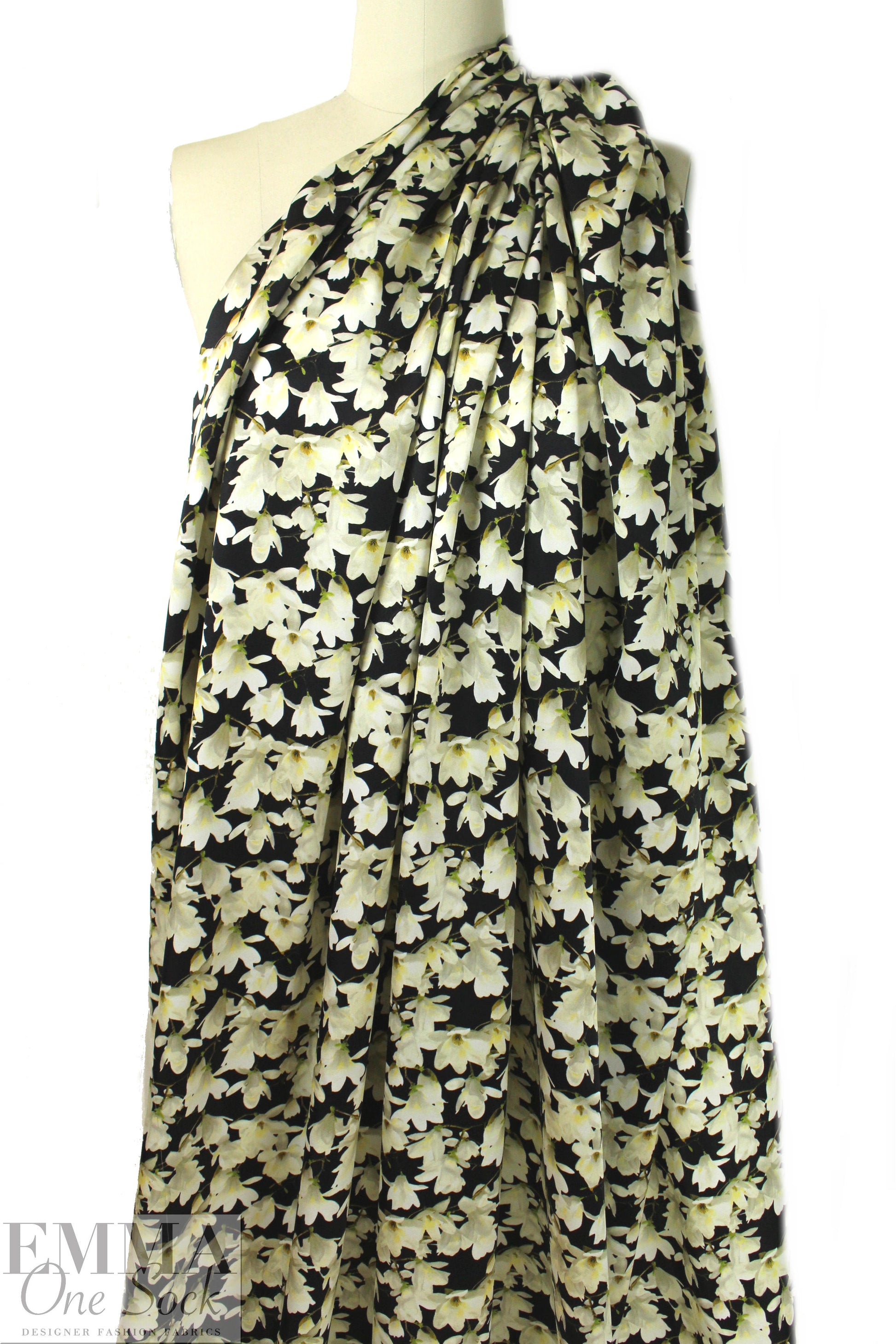 Italian magnolia blossoms silk charmeuse