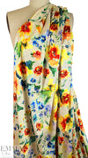 NY designer watercolor floral silk stretch charmeuse 2 yd