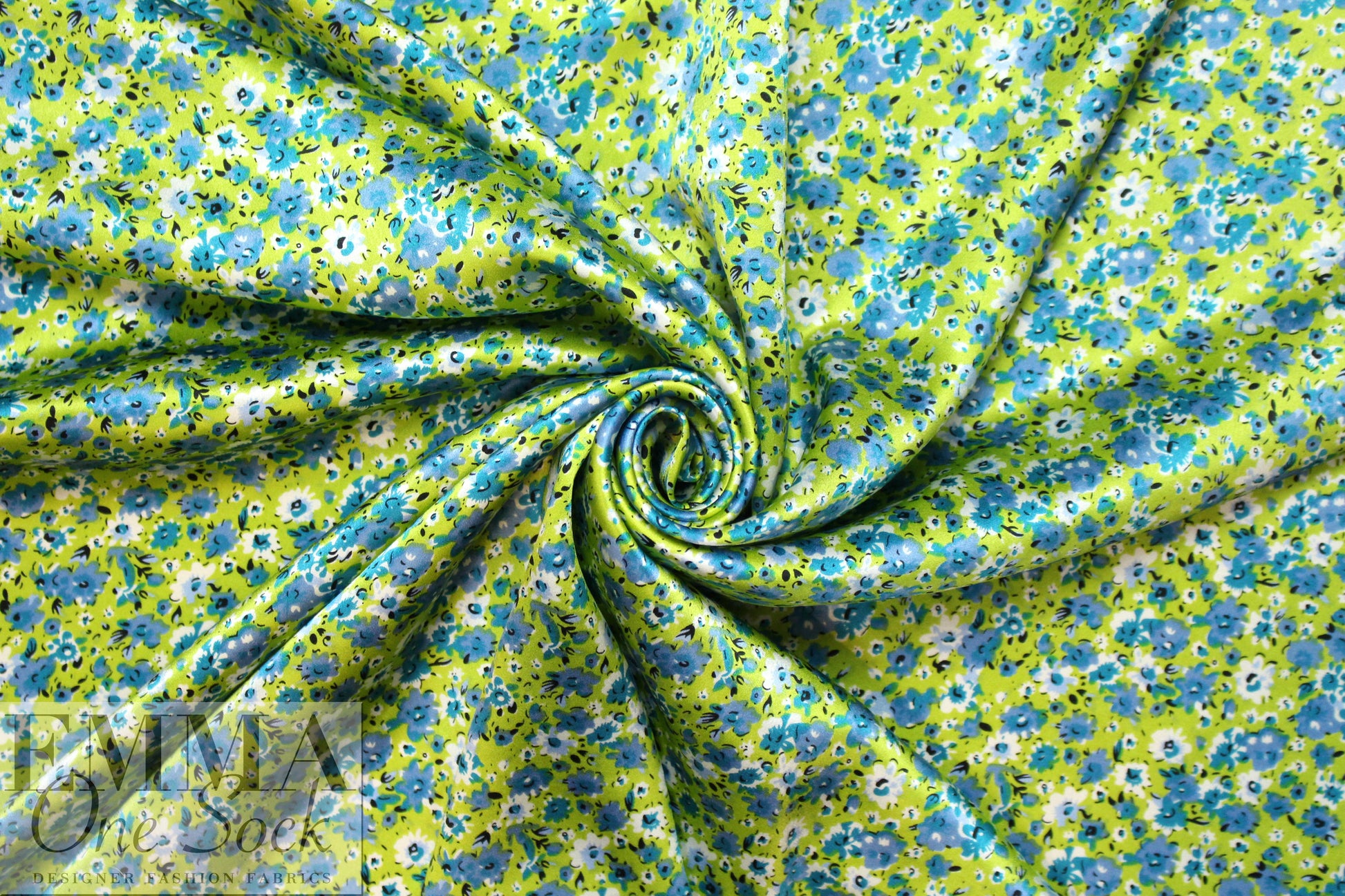 NY designer 'little blues' silk charmeuse