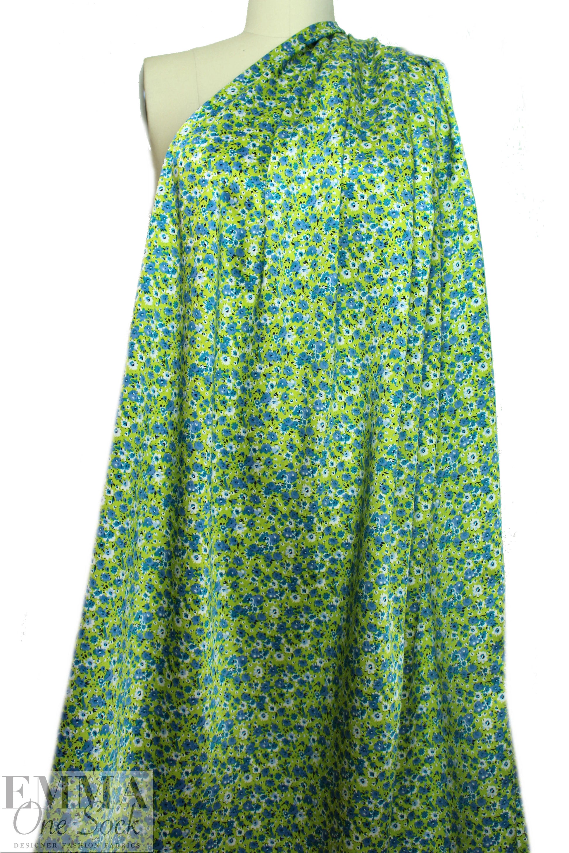 NY designer 'little blues' silk charmeuse 1.625 yd
