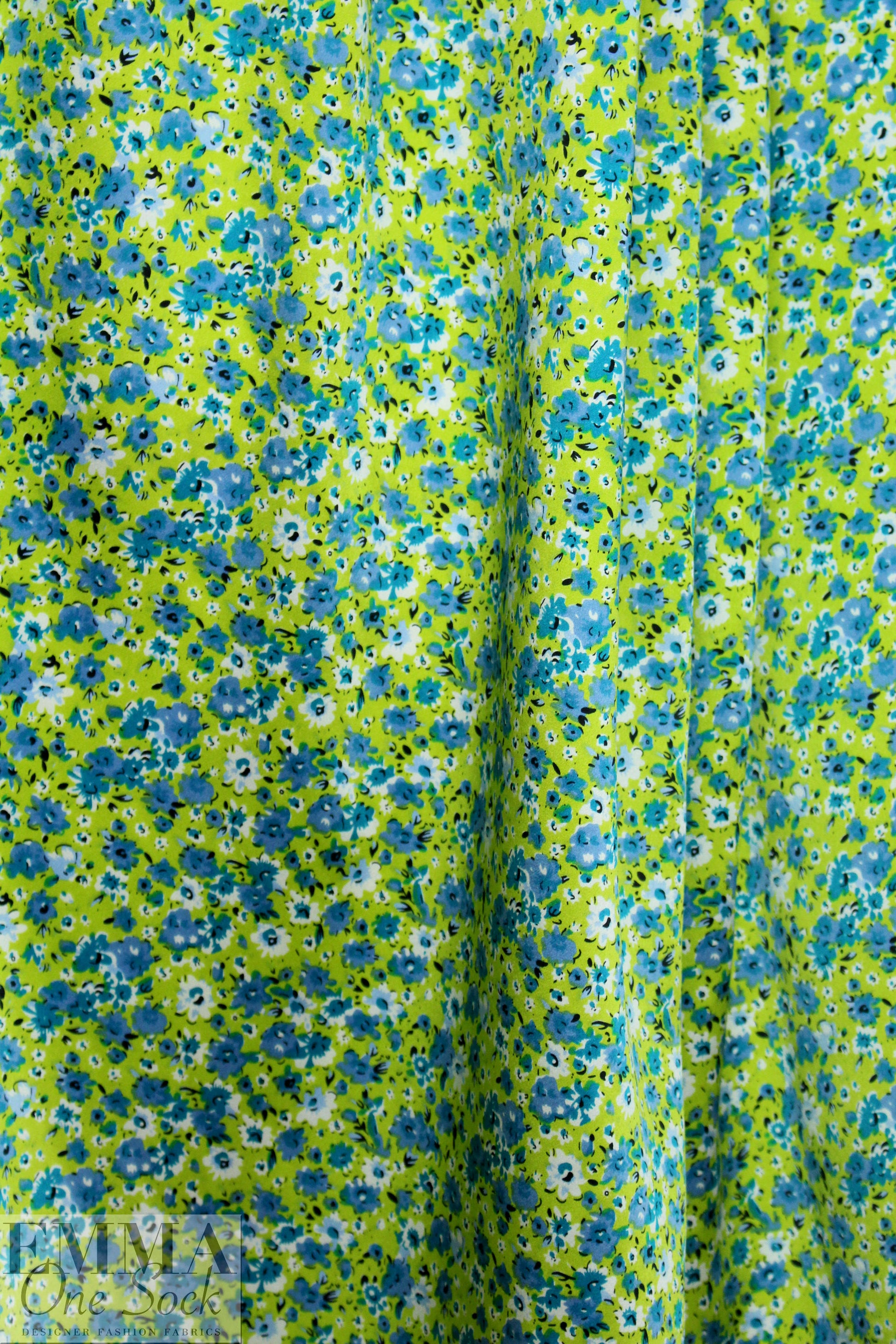 NY designer 'little blues' silk charmeuse 1.625 yd