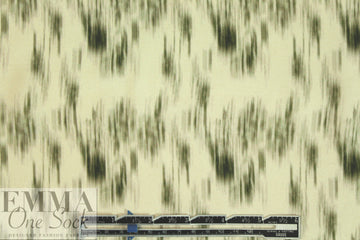 NY designer loden/ivory edgy abstract silk stretch charmeuse
