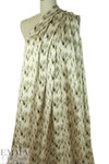 NY designer loden/ivory edgy abstract silk stretch charmeuse