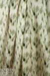 NY designer loden/ivory edgy abstract silk stretch charmeuse