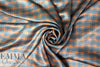 NY designer teal/tangerine wavy plaid silk charmeuse