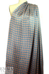 NY designer teal/tangerine wavy plaid silk charmeuse