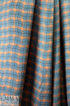 NY designer teal/tangerine wavy plaid silk charmeuse 1.5 yds