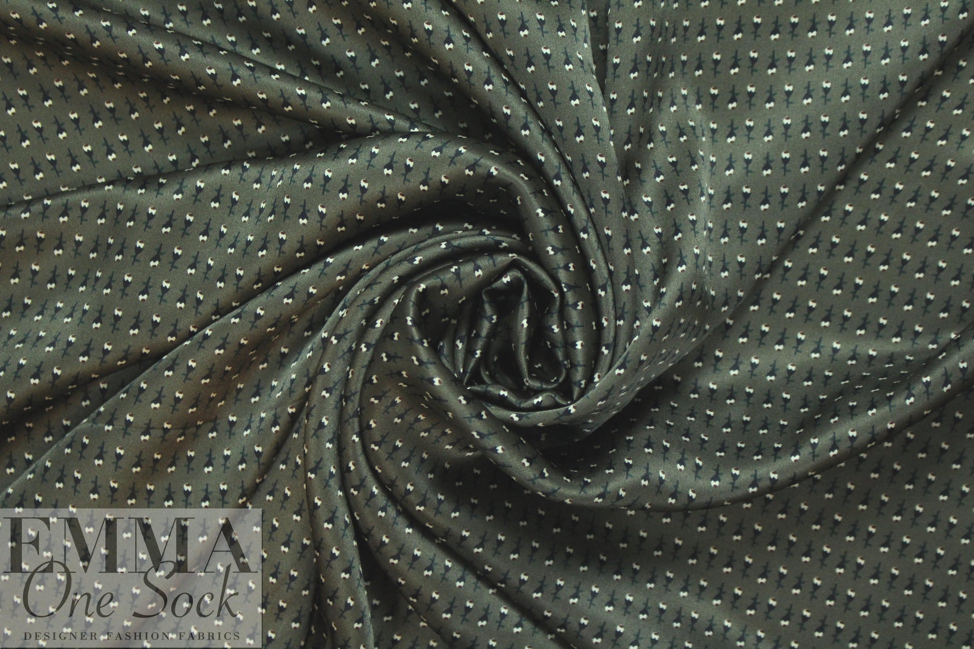 NY designer 'flowers in formation' silk charmeuse