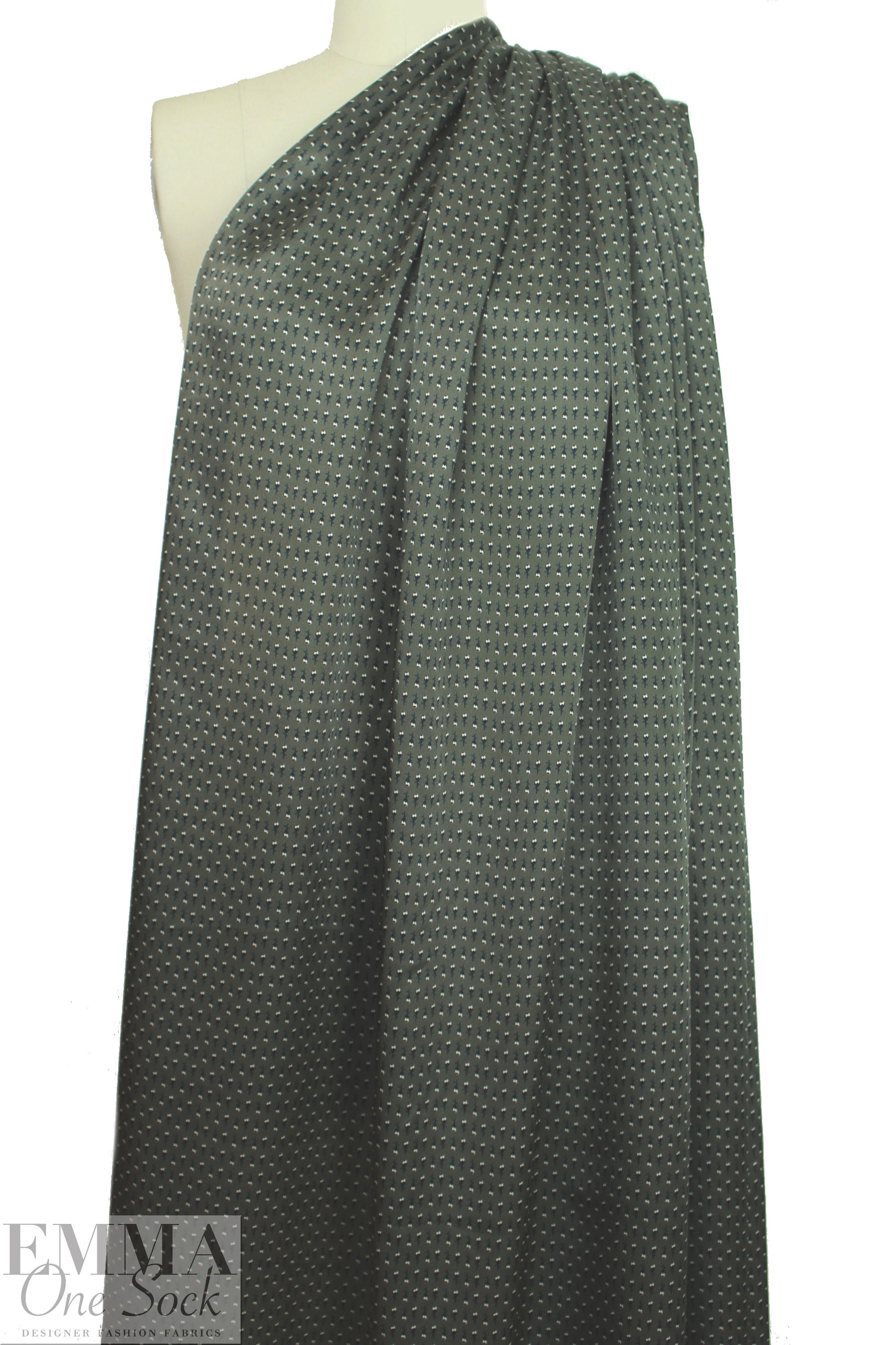 NY designer 'flowers in formation' silk charmeuse