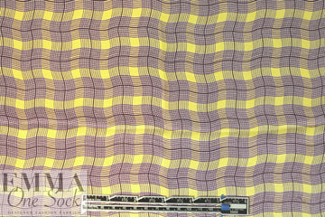 NY designer mulberry/lemon wavy plaid silk charmeuse 1.75 yd