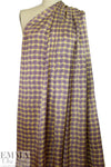 NY designer mulberry/lemon wavy plaid silk charmeuse