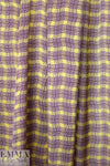 NY designer mulberry/lemon wavy plaid silk charmeuse 1.75 yd
