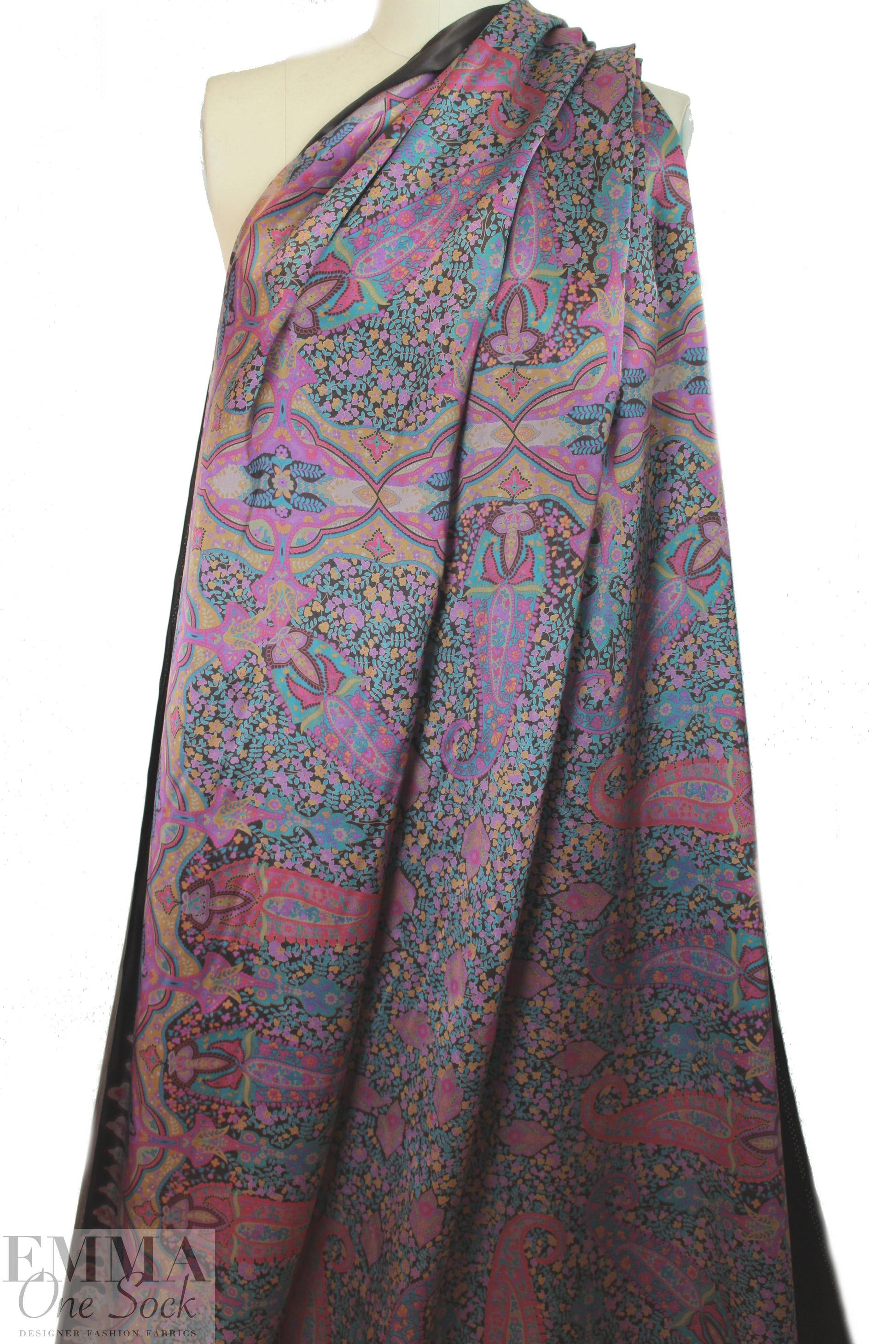 famous designer panel silk charmeuse - choc/rouge