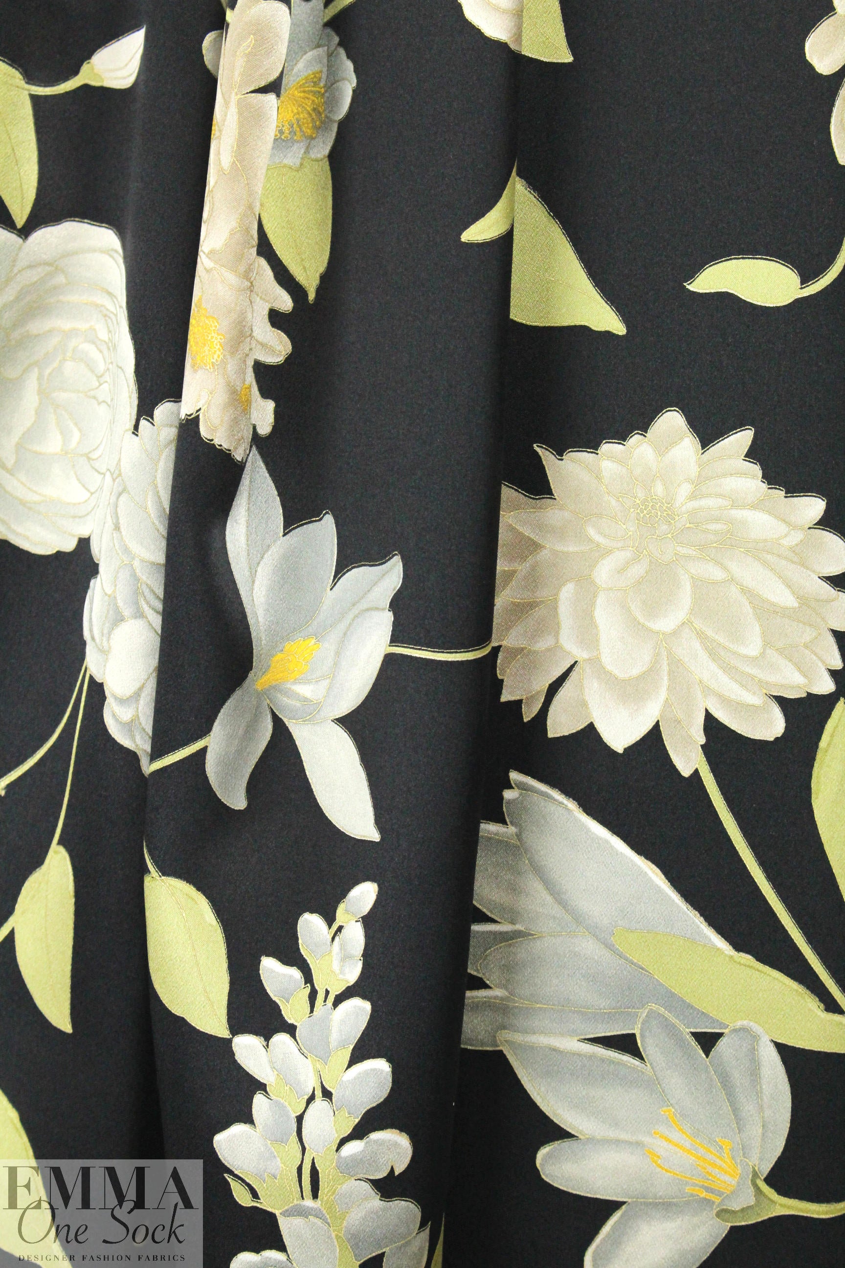 Italian 'cloisonne' floral silk charmeuse
